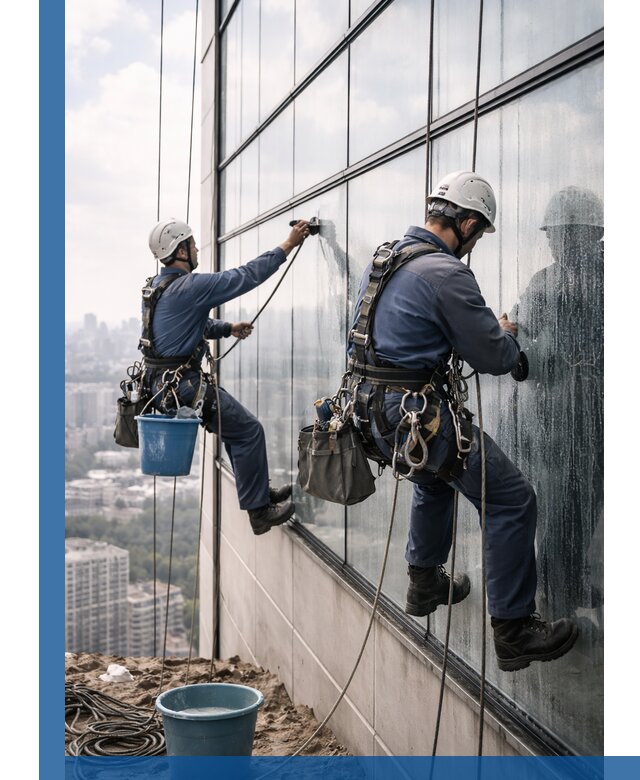 Профессиональная мойка фасадных окон альпинистами в Евпатории