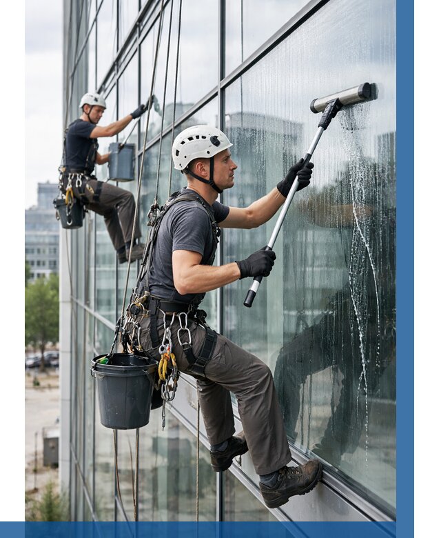 Мойка витражей альпинистами в Евпатории от 737 р. под ключ|ВЫСОТНИК-Евп