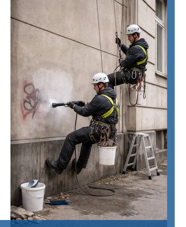 Удаление граффити с фасада в Евпатории от 4740 р. | ВЫСОТНИК-Евп