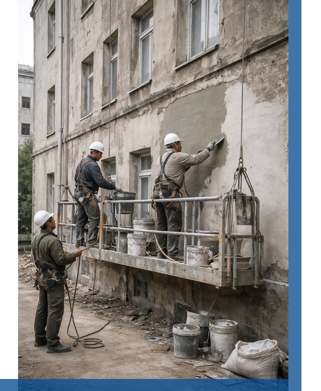 Капитальный ремонт фасада в Евпатории от 4424 р. | ВЫСОТНИК-Евп