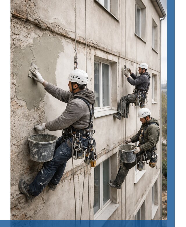 Ремонт штукатурного фасада в Евпатории от 790 р. под ключ | ВЫСОТНИК-Евп