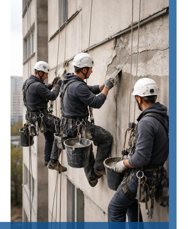 Ремонт бетонных элементов фасада в Евпатории от 2633 р. | ВЫСОТНИК-Евп