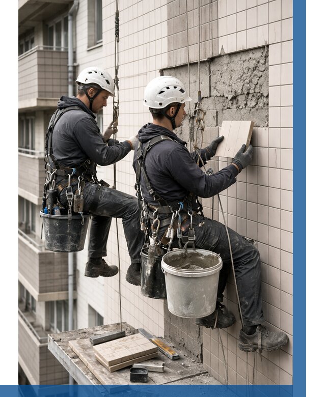 Ремонт облицовки фасада плиткой в Евпатории от 1896 р. | ВЫСОТНИК-Евп