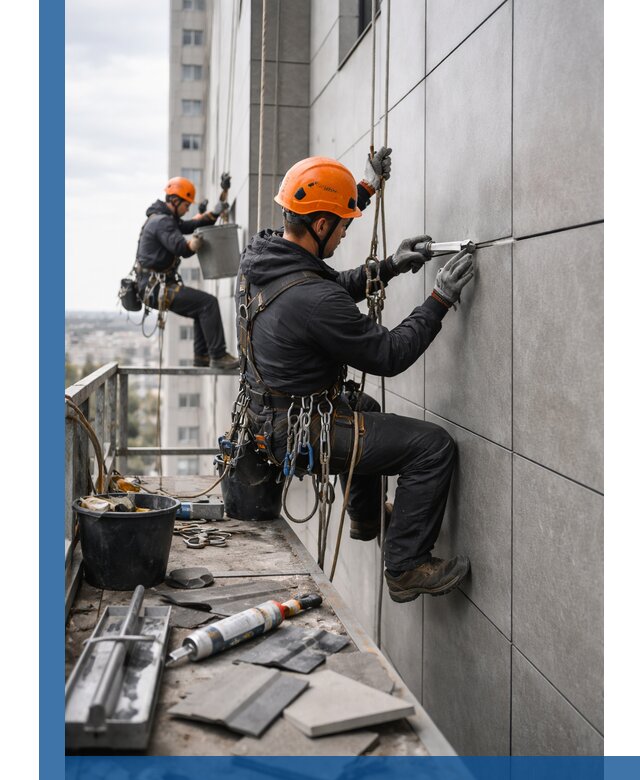 Профессиональный ремонт фасада из керамогранита в Евпатории