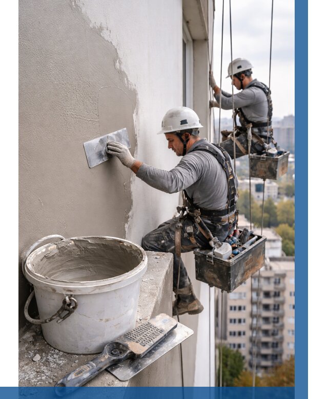 Шпаклевка фасада на высоте в Евпатории от 737 р. | ВЫСОТНИК-Евп