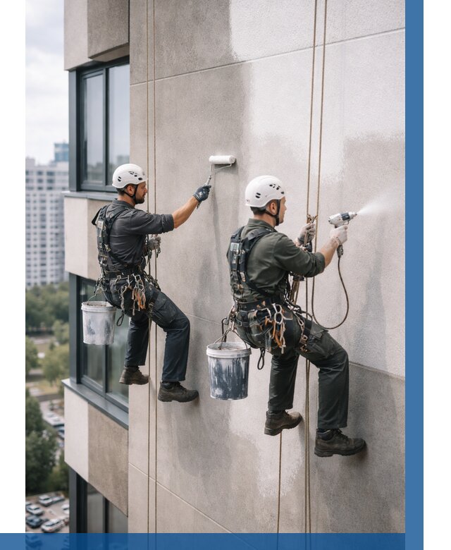 Покраска фасада альпинистами в Евпатории от 316 р. | ВЫСОТНИК-Евп