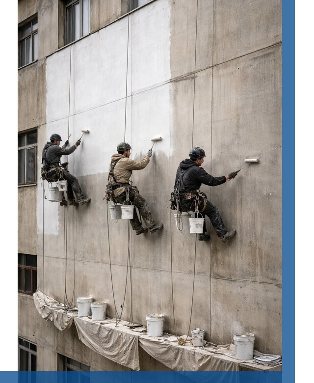 Покраска бетонного фасада в Евпатории от 369 р за м2 | ВЫСОТНИК-Евп