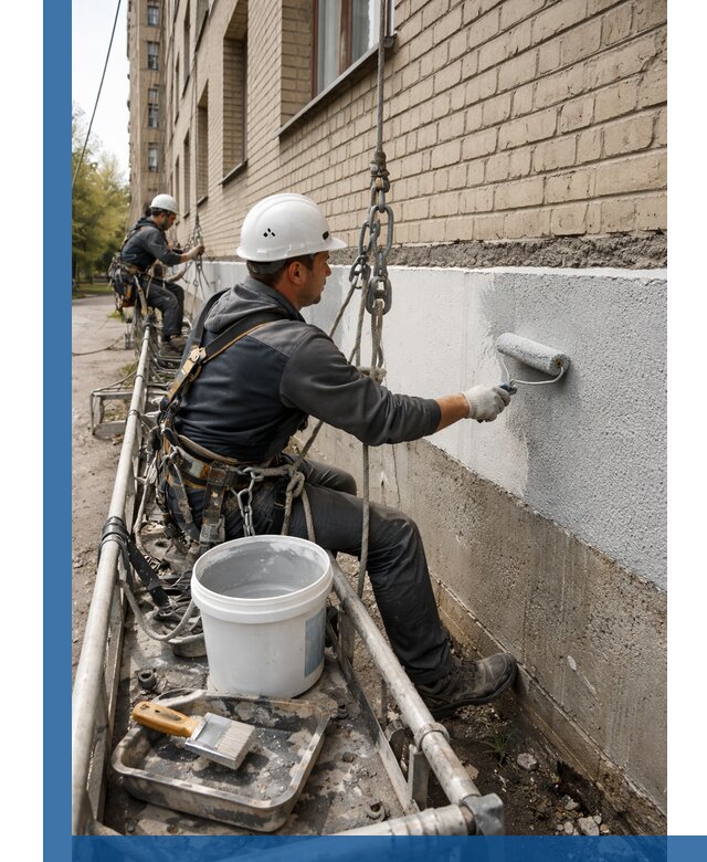 Окраска цоколя здания в Евпатории профессионально и надежно