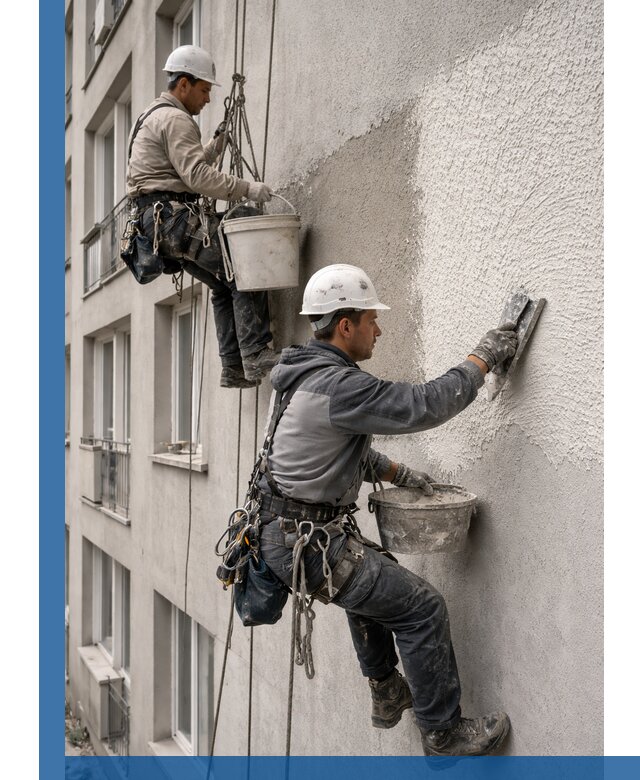 Нанесение декоративной штукатурки короед на фасад в Евпатории