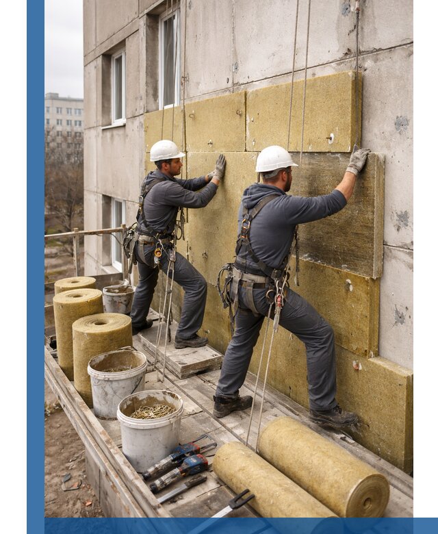 Утепление фасада минватой в Евпатории под ключ с гарантией