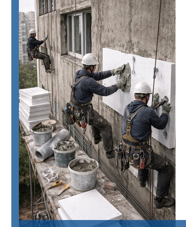 Утепление фасада пенополистиролом в Евпатории под ключ