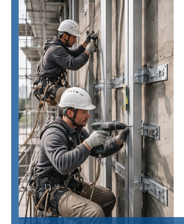 Монтаж и крепление подсистемы вентфасада в Евпатории