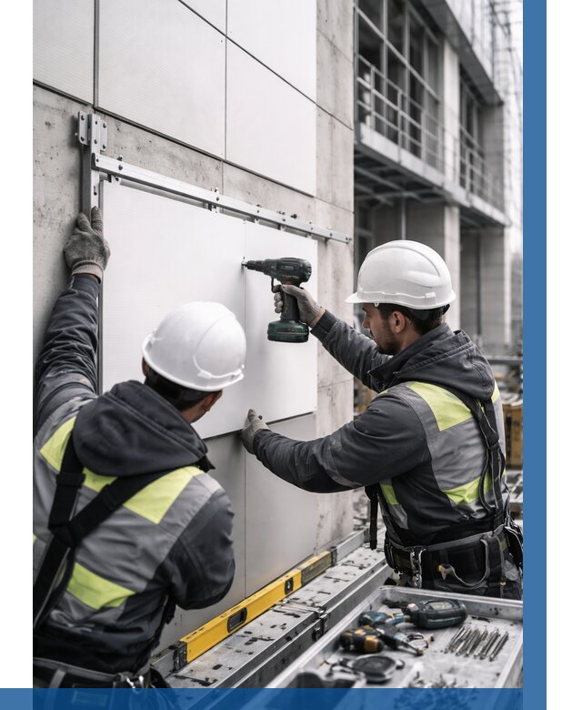 Монтаж композитных панелей фасада в Евпатории от 2633 р. | ВЫСОТНИК-Евп