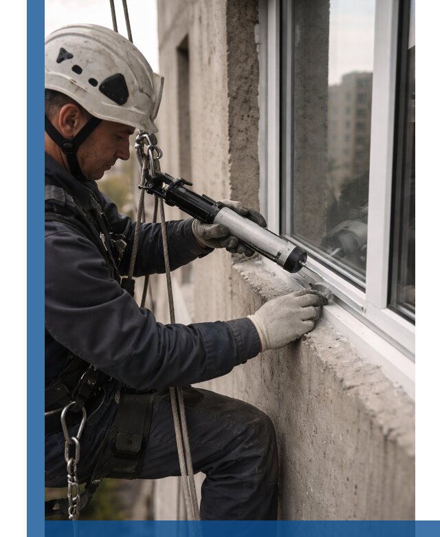 Герметизация оконных швов снаружи в Евпатории профессионально