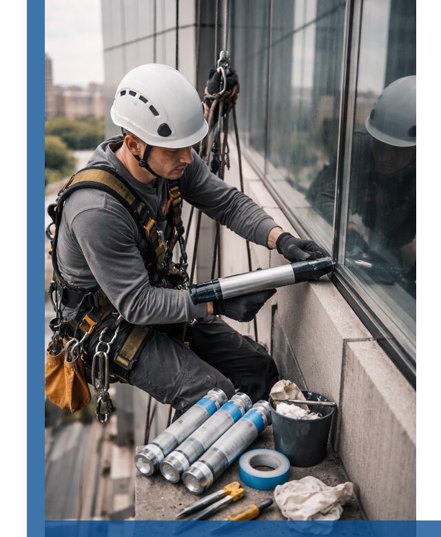 Герметизация стыков витража в Евпатории для герметичных фасадов