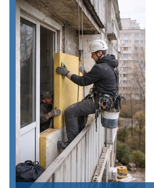 Профессиональное утепление балкона снаружи в Евпатории под ключ