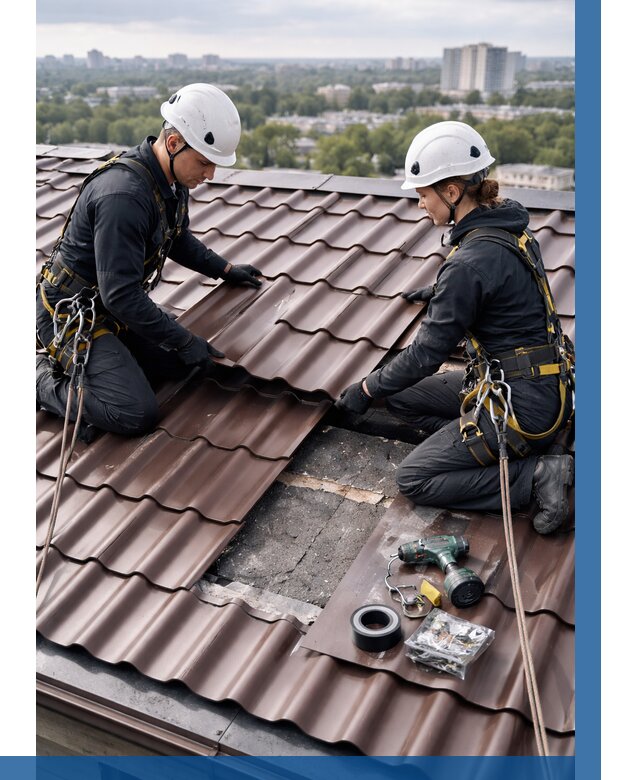 Ремонт металлочерепицы на крыше в Евпатории от 948 р. | ВЫСОТНИК-Евп