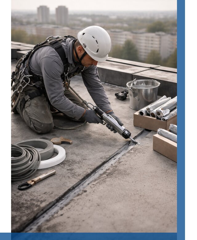 Герметизация швов кровли в Евпатории от 474 р./м2 | ВЫСОТНИК-Евп