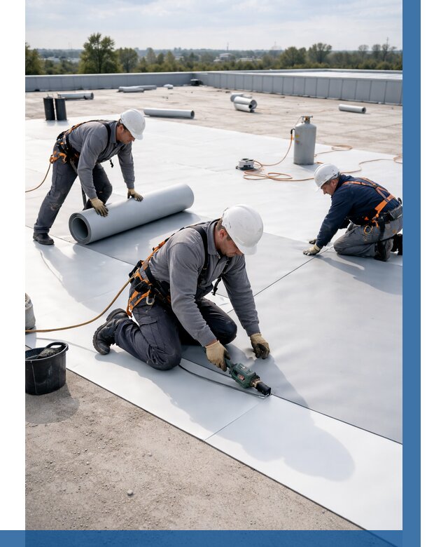 Монтаж мембранной кровли под ключ в Евпатории от 1264 р. | ВЫСОТНИК-Евп