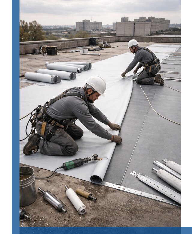 Монтаж мембранной кровли в Евпатории для промышленных зданий