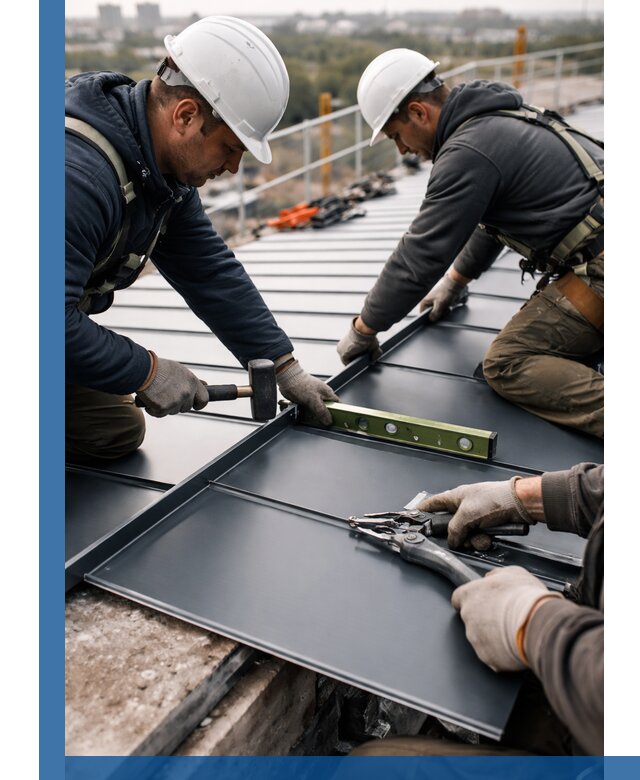 Монтаж фальцевой кровли в Евпатории для промышленных зданий