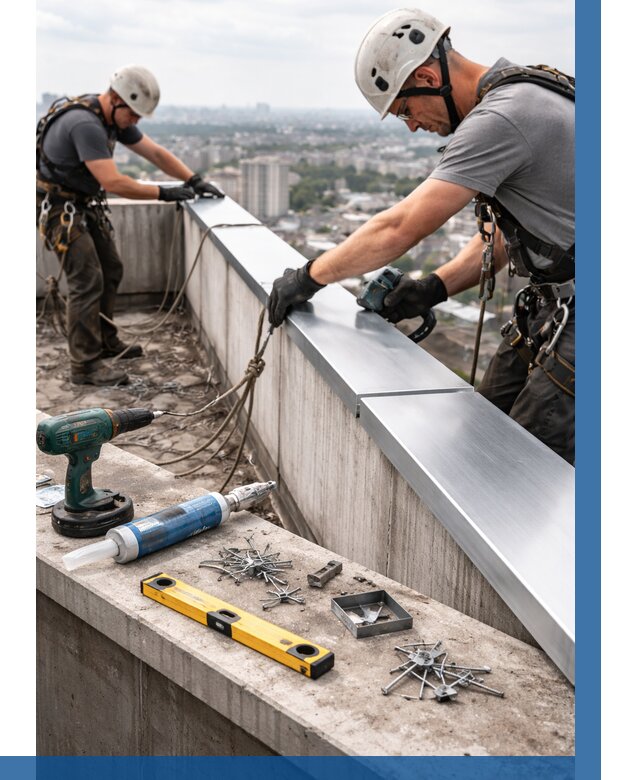 Монтаж парапетных крышек в Евпатории от 843 р. | ВЫСОТНИК-Евп