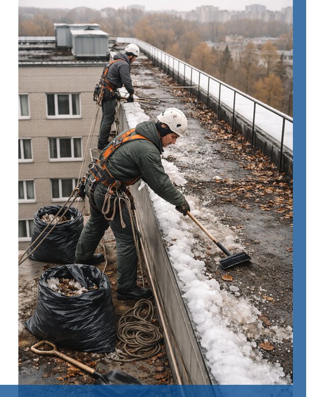 Очистка кровли по периметру в Евпатории от 579 р. | ВЫСОТНИК-Евп