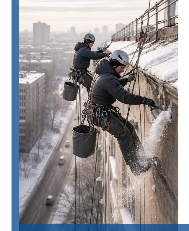 Очистка карнизов от снега в Евпатории профессионально и безопасно