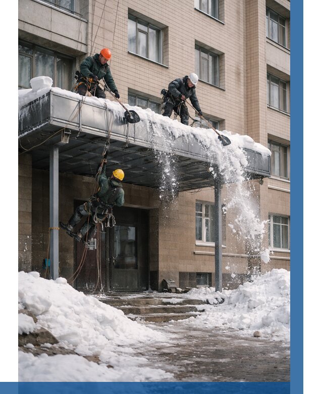 Очистка козырьков от снега в Евпатории от 3687 р. | ВЫСОТНИК-Евп