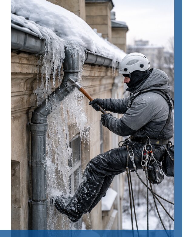 Очистка водостоков от льда в Евпатории от 3687 р. | ВЫСОТНИК-Евп