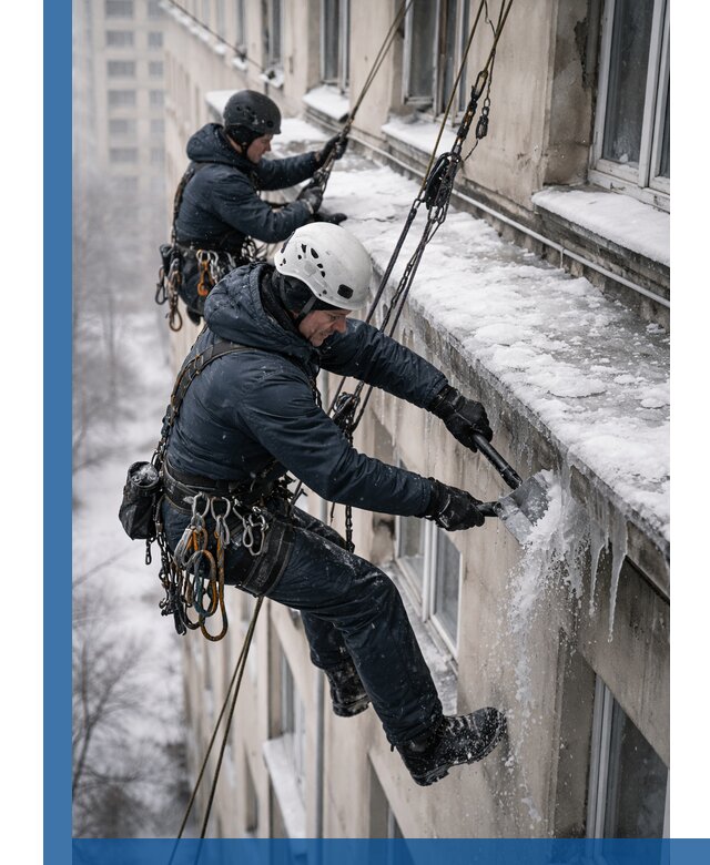 Удаление наледи и сосулек с карнизов в Евпатории профессионально