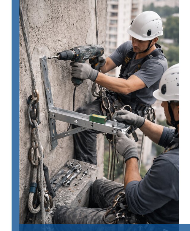 Установка кронштейнов кондиционера и крепежа в Евпатории