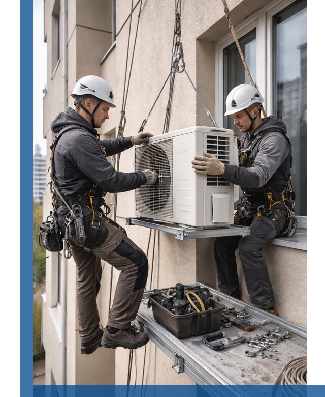 Перенос внешнего блока кондиционера в Евпатории с монтажом и крепежом