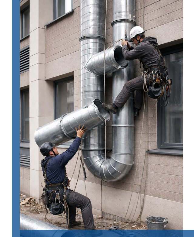 Монтаж фасадных воздуховодов в Евпатории с герметизацией и крепежом