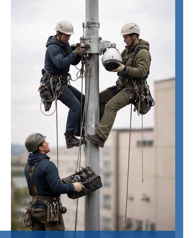 Установка видеокамер на мачте в Евпатории от 8953 р. | ВЫСОТНИК-Евп