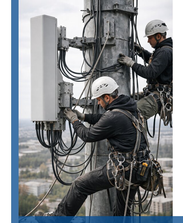 Монтаж оборудования связи на мачте в Евпатории с пусконаладкой