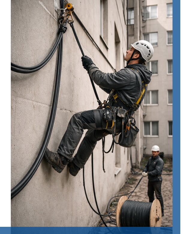 Протяжка кабеля питания на высоте в Евпатории от 474 р. | ВЫСОТНИК-Евп