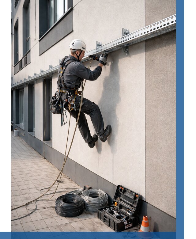 Монтаж кабельных лотков на фасаде в Евпатории от 1264 р. | ВЫСОТНИК-Евп