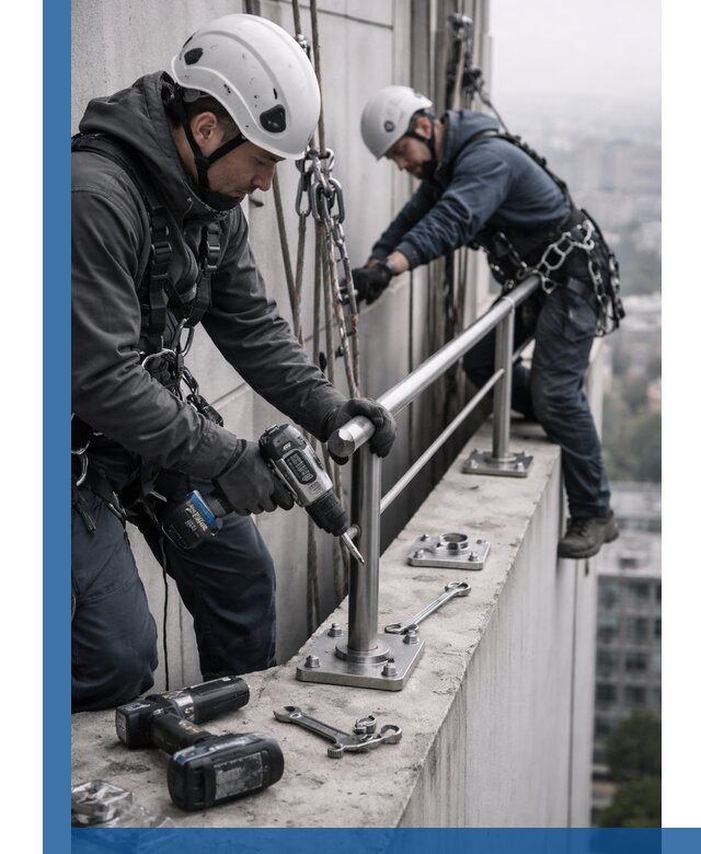 Монтаж перил на высоте в Евпатории для жилых и промобъектов