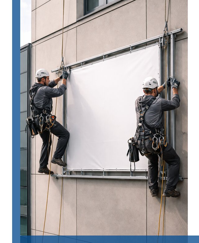 Монтаж наружной рекламной вывески в Евпатории под ключ