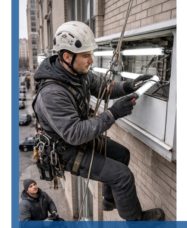 Профессиональная замена ламп в наружной вывеске в Евпатории