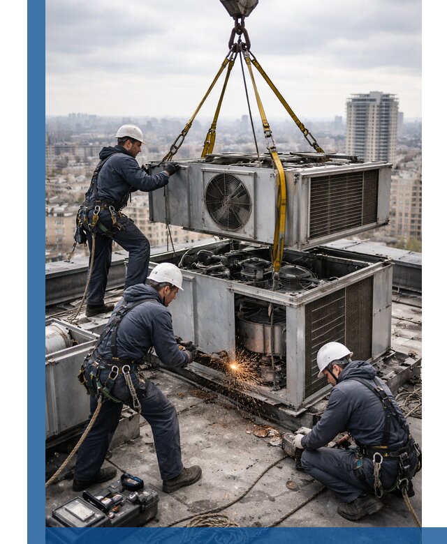 Демонтаж крышной установки в Евпатории любой сложности