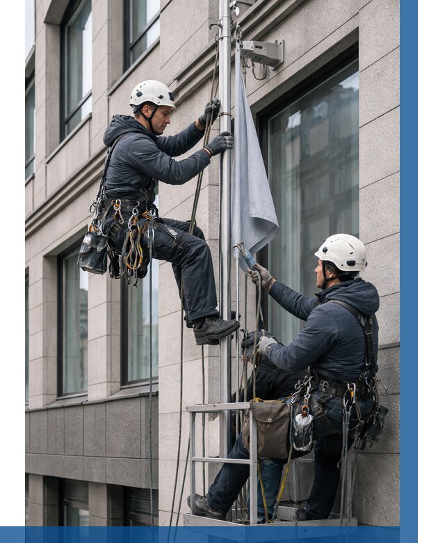 Установка флагов на фасаде в Евпатории от 4740 р. | ВЫСОТНИК-Евп