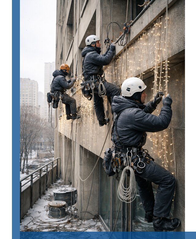 Монтаж новогодней иллюминации и украшение фасадов в Евпатории