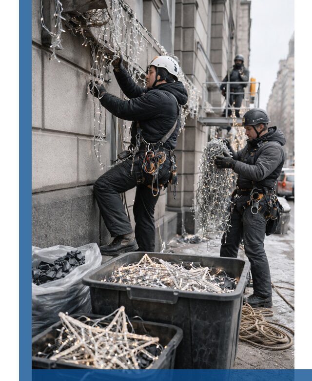 Демонтаж новогоднего оформления и гирлянд в Евпатории