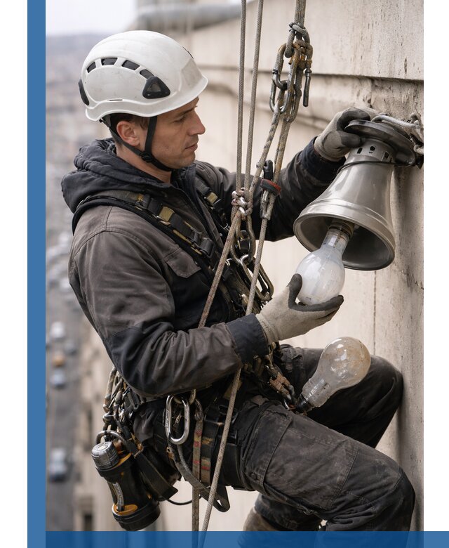 Замена ламп на высоте в Евпатории профессионально и быстро