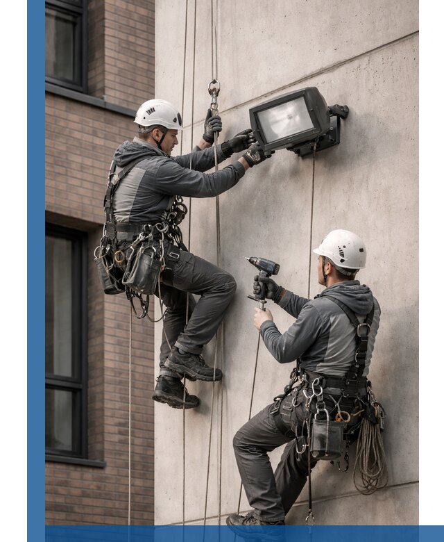 Профессиональный монтаж фасадных прожекторов в Евпатории под ключ