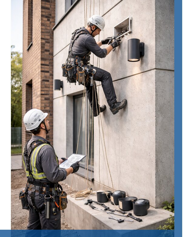 Монтаж фасадного освещения в Евпатории от 2633 р. | ВЫСОТНИК-Евп