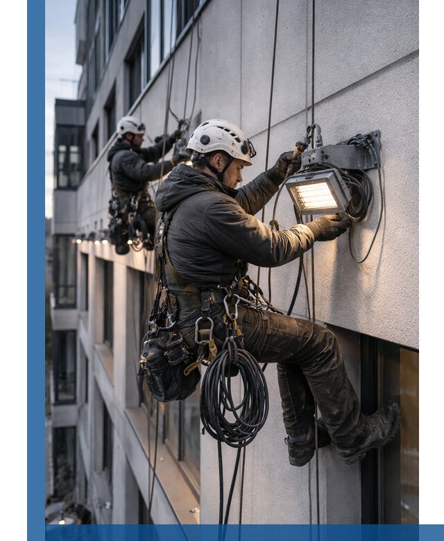 Монтаж фасадного освещения в Евпатории установка и подключение