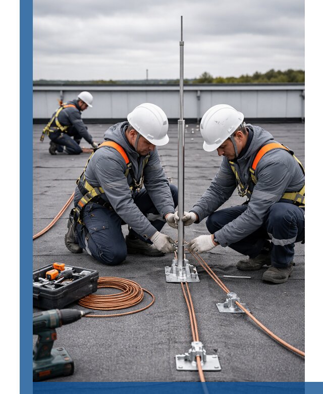 Монтаж молниезащиты на кровле в Евпатории под ключ с гарантией